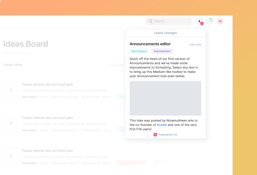 Announcements widget