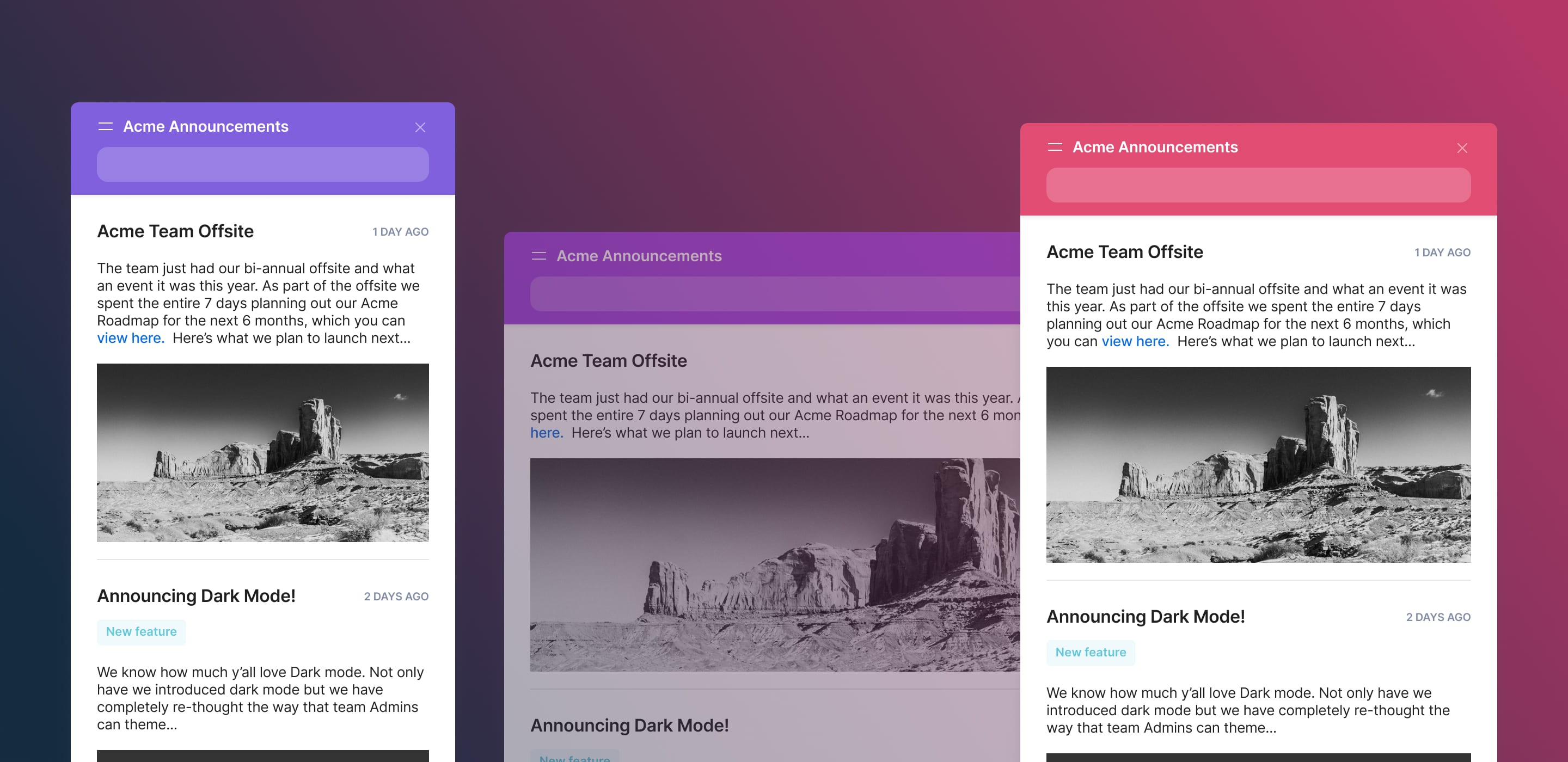 widget - for announcement