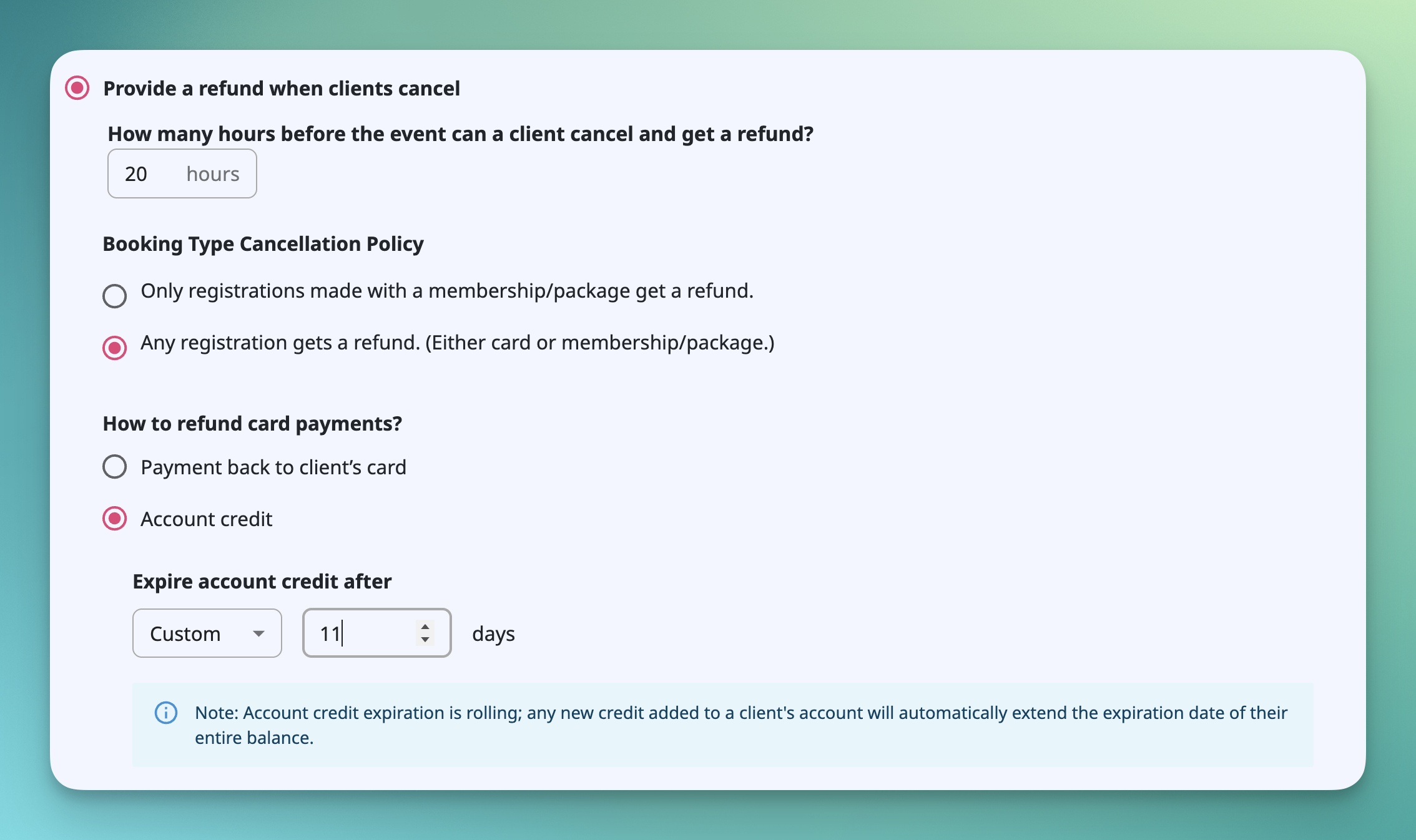 Account Credit Expiration