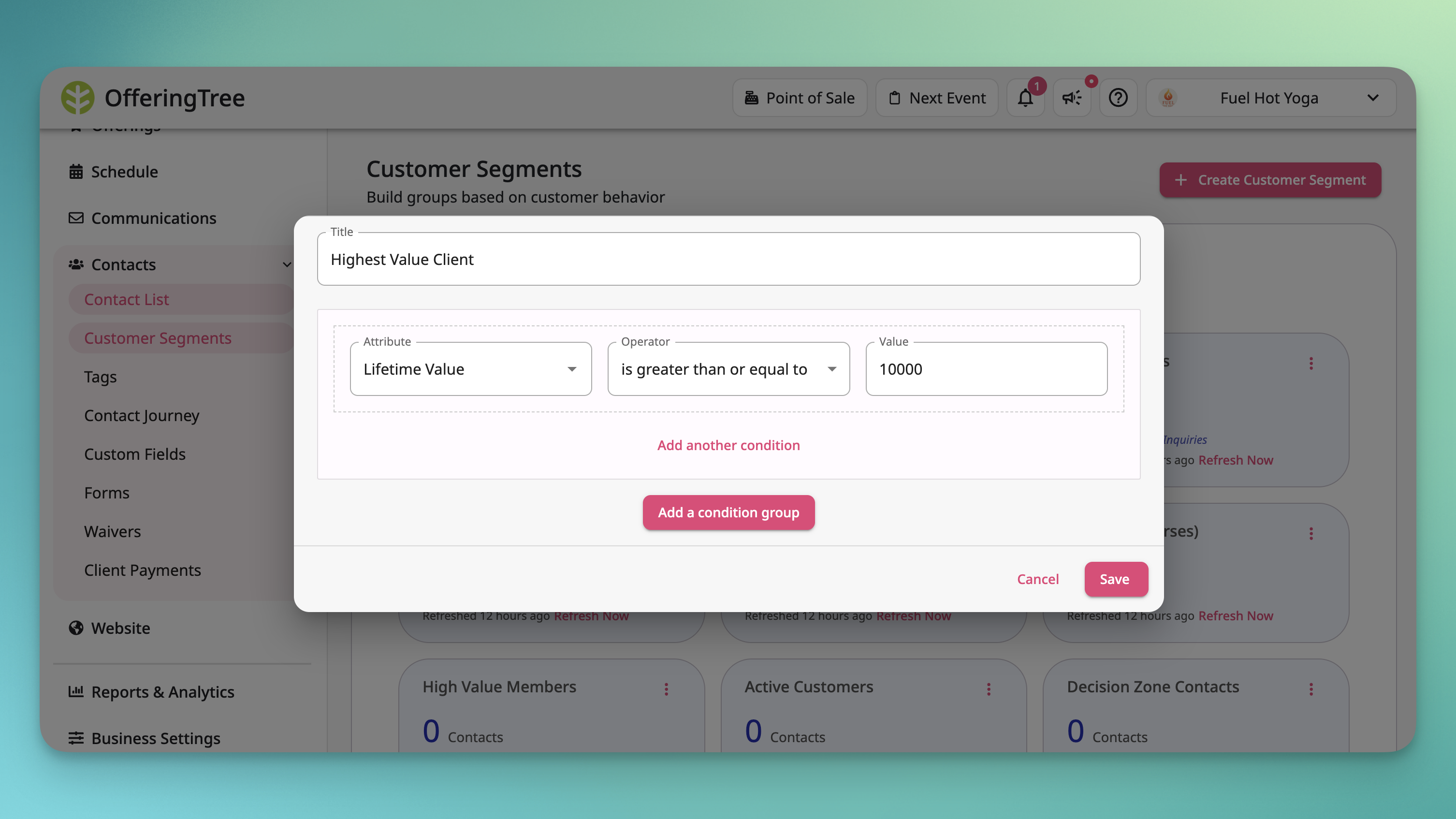 Lifetime Value Condition in Segments