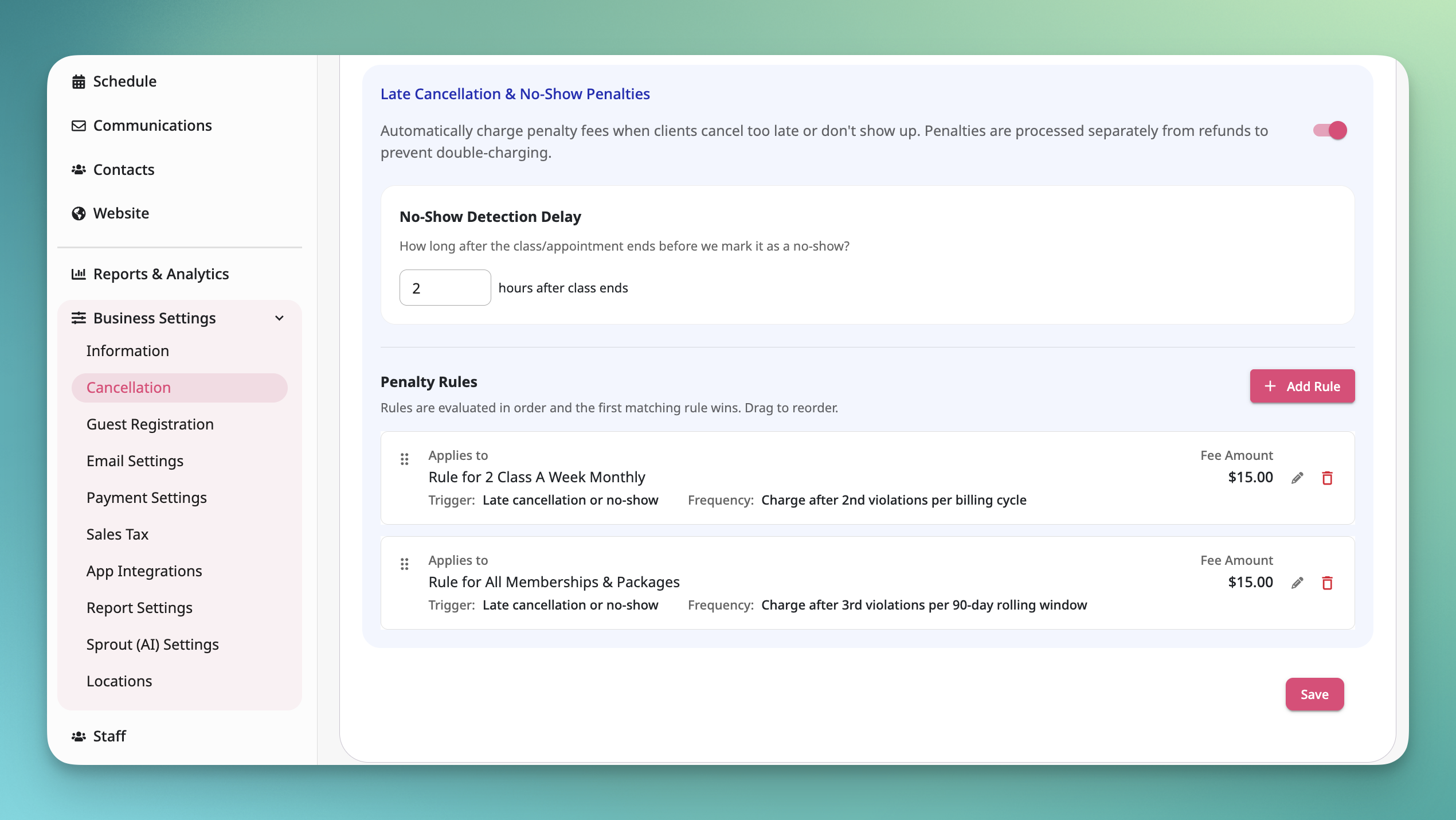 Late Cancellation & No-Show Penalties