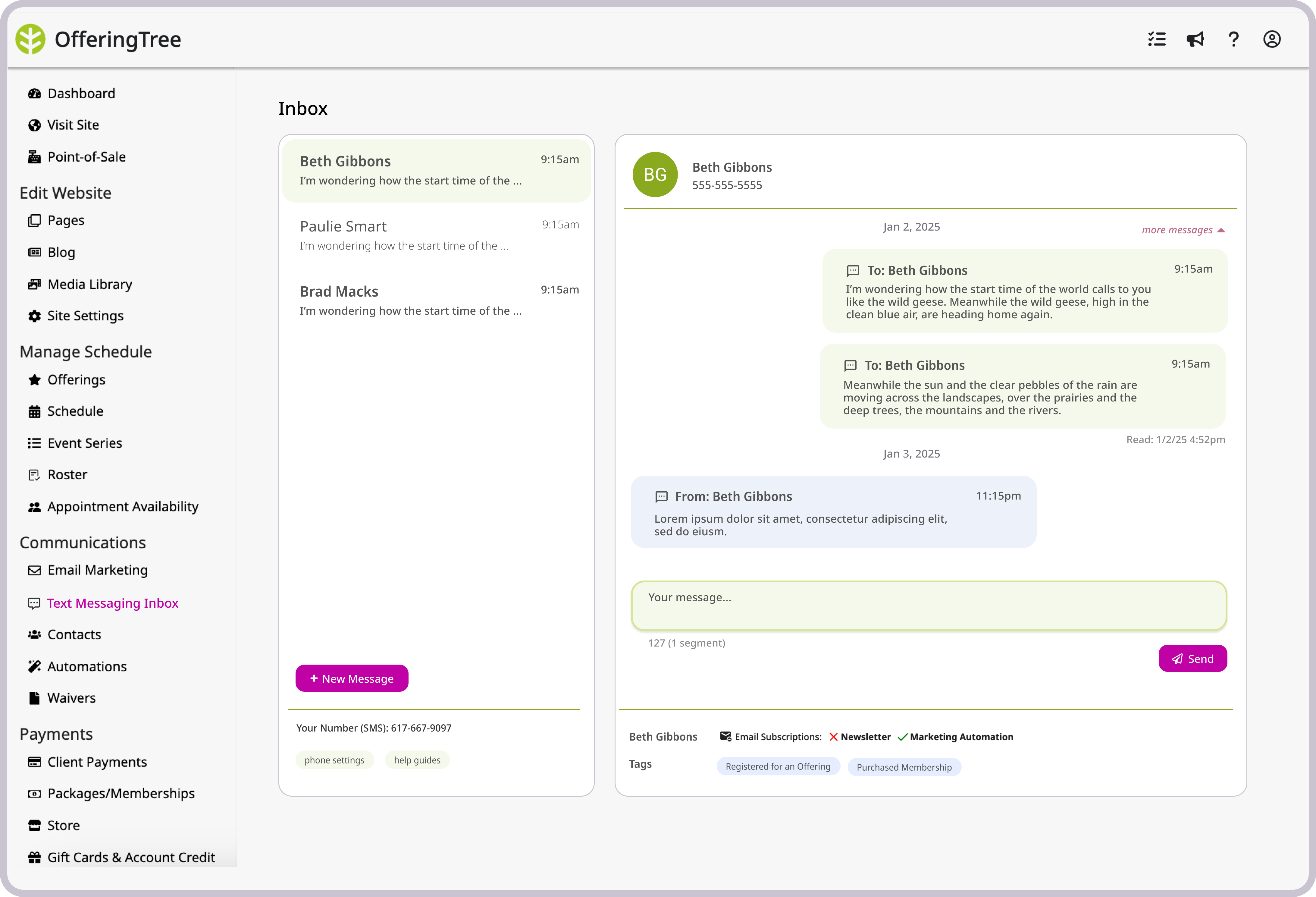 Text Messaging Inbox