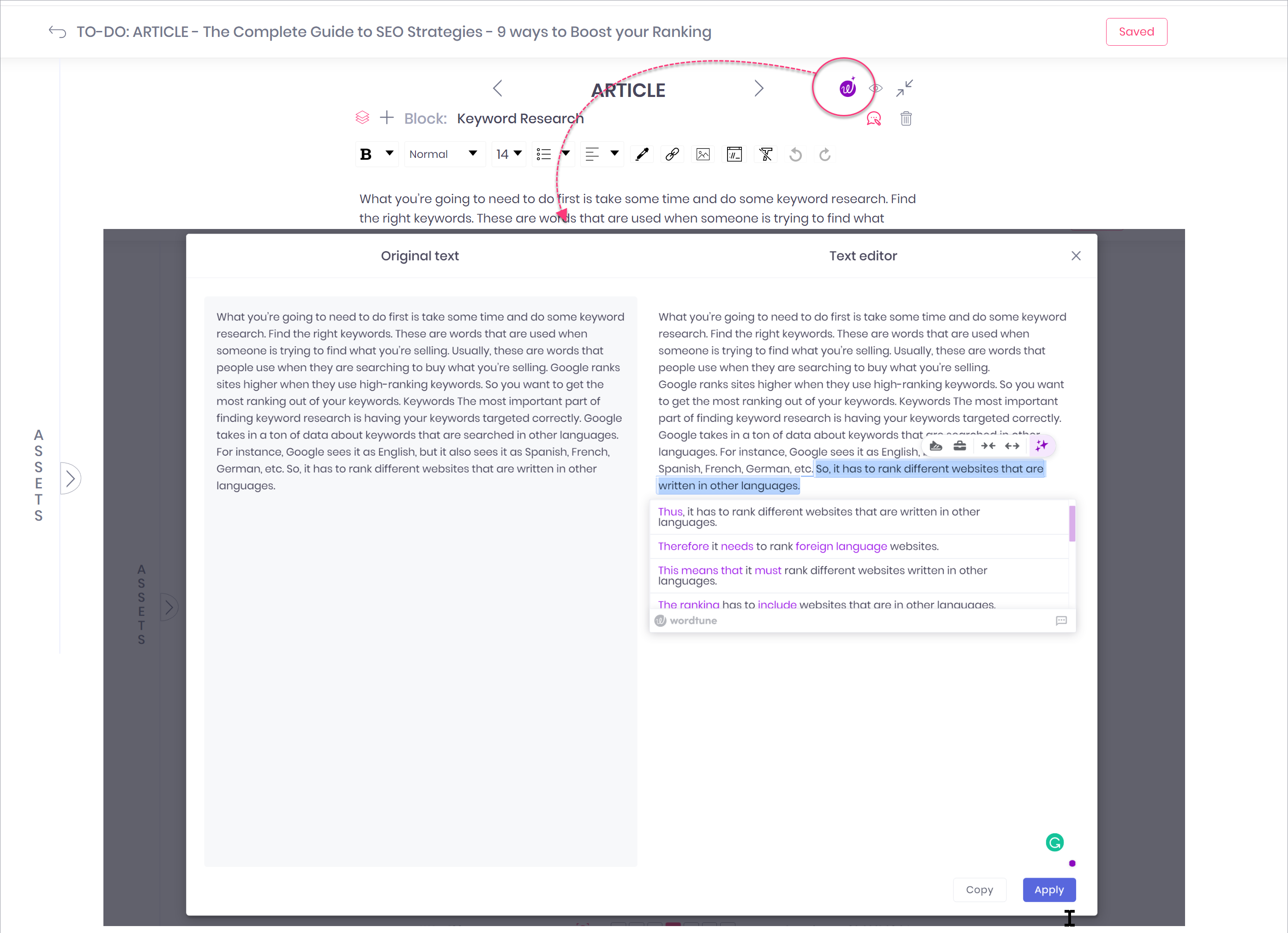 Wordtune-Blogely-Integration