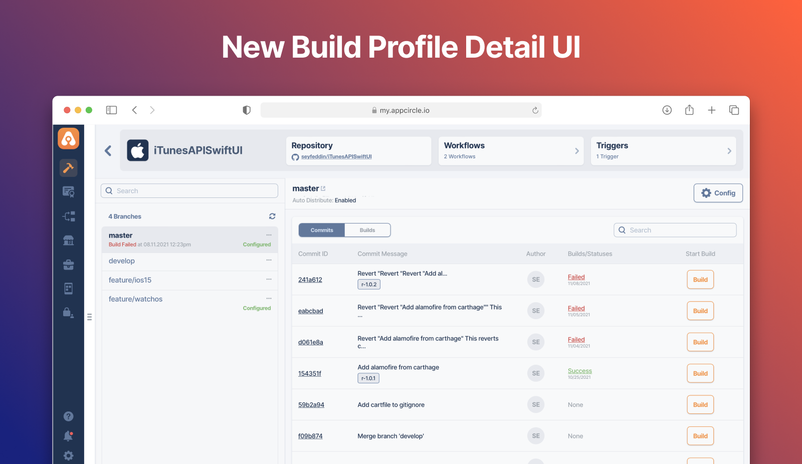 Announcement - New Build Profile Detail UI