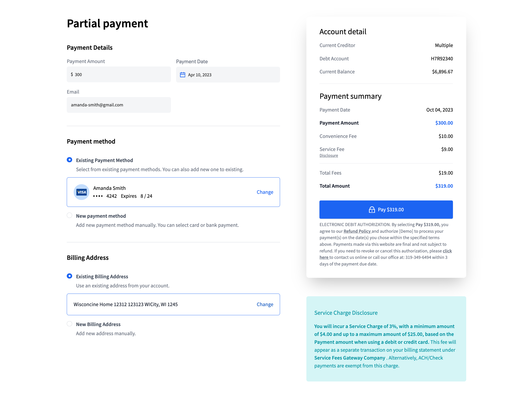 New Feature Announcing the introduction of a Service Fees as an option